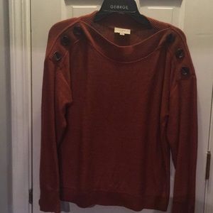Tobacco colored button trim sweater